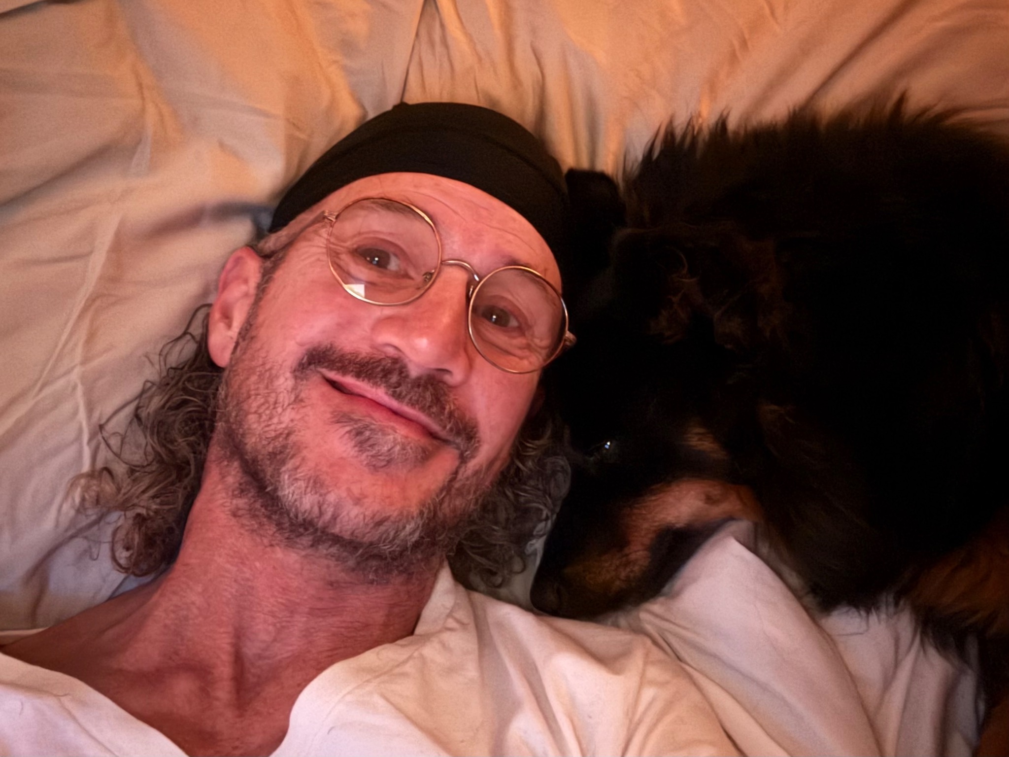 A quiet moment with his dog